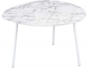 Table basse en métal imitation marbre Ovoid 58 x 51 cm (Blanc)