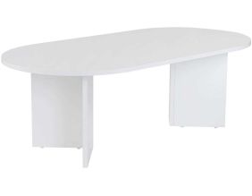 Table basse ovale en aggloméré Sable (Blanc)