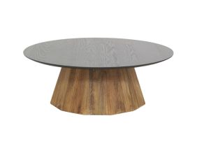 Table basse en pin recyclé naturel et noir REWOOD (Grand modèle)