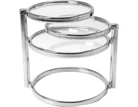 Table basse plateaux pivotants en verre (3 plateaux)