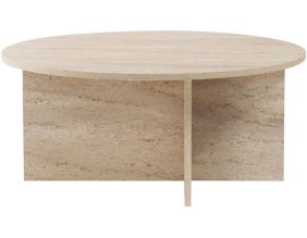 Table basse ronde en aggloméré Soleil (Travertine)
