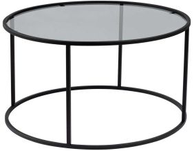 Table basse ronde en métal et verre Aurum (Noir)