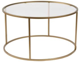 Table basse ronde en métal et verre Aurum (Doré)