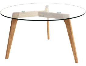 Table basse ronde plateau en verre 80 cm