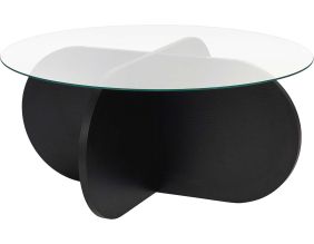 Table basse ronde en verre Aeris (Noir, verre transparent)