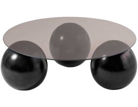 Table basse ronde en verre Miro (Noir et bronze (verre))