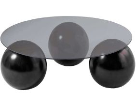 Table basse ronde en verre Miro (Noir et gris (verre))