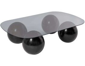 Table basse en verre 118 x 75 x 30 cm Evara (Noir et gris (verre))