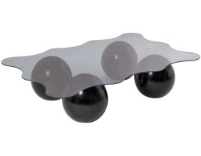 Table basse en verre 120 x 80 x 30 cm Noxa (Noir et gris (verre))