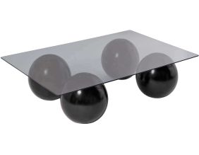 Table basse en verre 110 x 75 x 30 cm Sera (Noir et gris (verre))