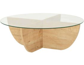 Table basse en verre et aggloméré Lily (Chêne)