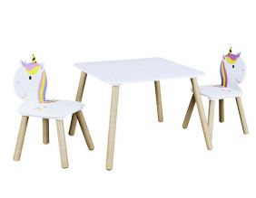 Table et 2 chaises en bois licorne Lily