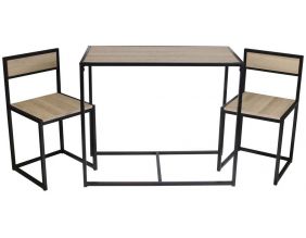 Table et 2 chaises et bois et métal Otis