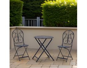Table et chaises de jardin en métal laqué bleu antique (Bleu antique)