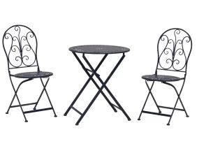 Table et chaises de jardin en métal laqué bleu antique (Bleu antique)