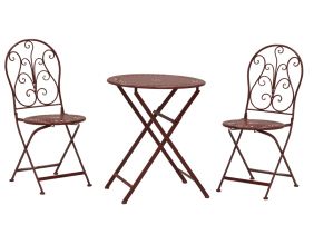 Table et chaises de jardin en métal laqué rouge (Rouge antique)