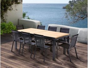 Table et chaises de jardin moderne Bali (8 fauteuils)