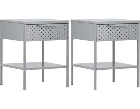 Table de chevet en acier Sacramento (Gris clair)