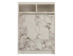 Table de cuisine pliante avec rangements Bracked (Blanc marbré)
