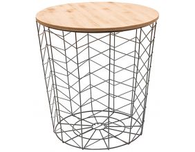 Table filaire en bois et métal Chevron (Gris)