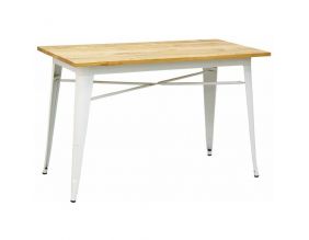 Table industrielle en métal et bois d'orme huilé (Blanc)