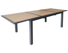 Table de jardin alu plateau imitation bois 160 à 240 cm Genova
