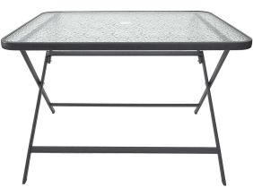 Table de jardin en métal et verre trempé Formentera 110 x 70 cm (Gris)