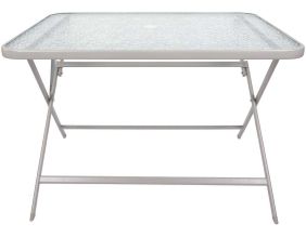 Table de jardin en métal et verre trempé Formentera 110 x 70 cm (Beige)