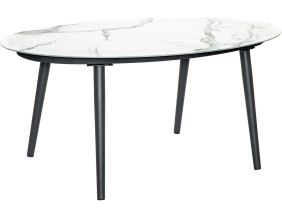 Table de jardin ovale plateau en verre céramique 6 personnes