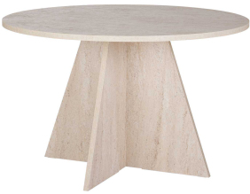 Table à manger ronde en aggloméré Virella (Travertine)