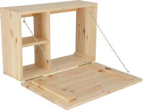 Table murale rabattable en bois avec étagères
