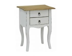 Table de nuit 2 tiroirs en bois blanc