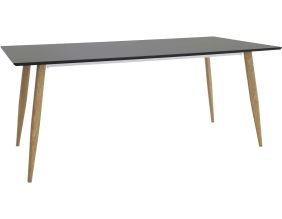 Table de repas en MDF Polar 180 x 90 cm (Noir et chêne)