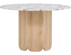 Table repas en MDF Tekla 120 x 75 cm (Naturel et plateau effet marbre)