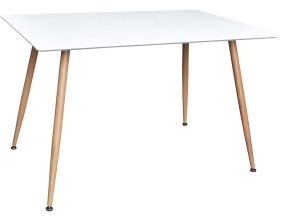 Table de repas en MDF et acier Polar 120 x 80 cm (Blanc et chêne)