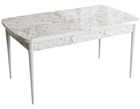 Table de repas en aggloméré avec pieds en métal Han (Blanc)
