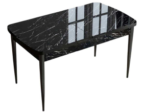 Table de repas en aggloméré avec pieds en métal Han (Noir marbré)