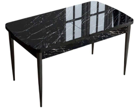 Table de repas en aggloméré avec rallonge Zen (Noir marbré)