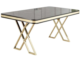 Table de repas design 130 x 80 cm Vals (Noir marbré et Doré)