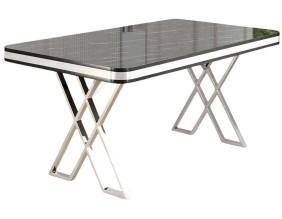 Table de repas design 130 x 80 cm Vals (Noir marbré et Chrome)