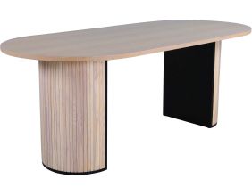 Table de repas ovale Bianca 200 x 90 cm (Noir et naturel)