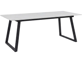 Table de repas 200 x 90 cm en pierre frittée Estelle (Blanc)