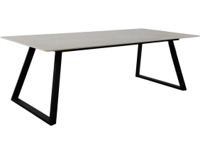 Table de repas 200 x 90 cm en pierre frittée Estelle (Gris foncé)