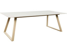 Table de repas 200 x 90 cm en pierre frittée Estelle (Beige)