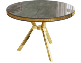 Table de repas ronde pieds métal Mos (Anthracite et Doré)