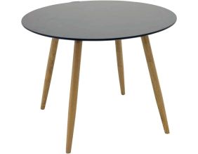 Table ronde en MDF et acier Plaza 100 cm (Noir et chêne)