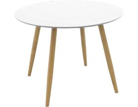 Table ronde en MDF et acier Plaza 100 cm (Blanc et chêne)