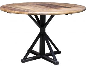 Table ronde en fer et bois d'orme 120 cm