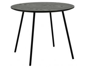 Table ronde avec plateau plaquage frêne noir