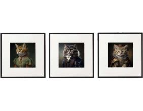 Tableau décoratif Animal head 40 x 40 cm (Lot de 3) (Chats)